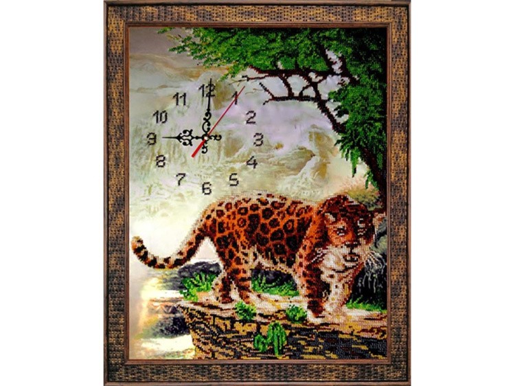 Набор вышивки бисером «Часы с леопардом» — картинка 2