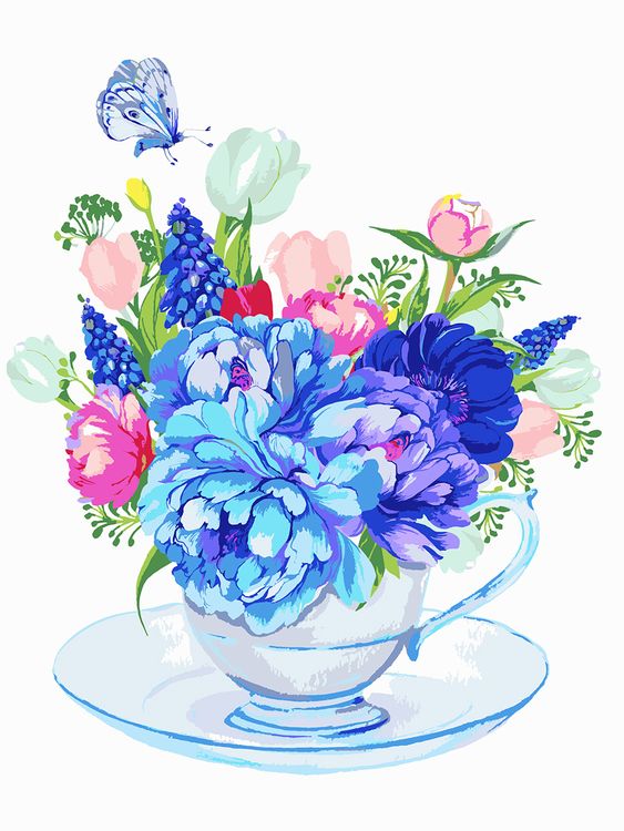 Картина по номерам «Букет из голубых цветов»