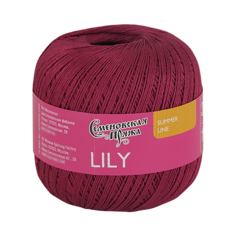 Пряжа Семеновская Lily (Лилия) (191860), вишня, 5 шт. по 100 г