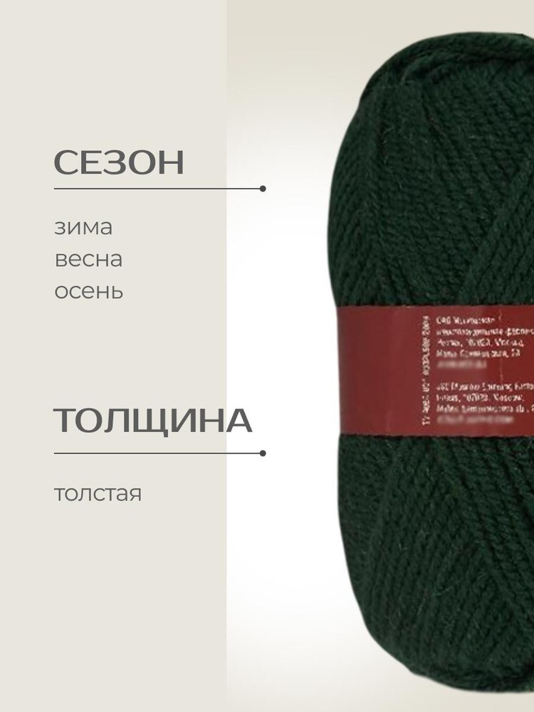 Пряжа Семеновская Arina (Арина), (62), темно-зеленый, 5 шт. по 100 г — картинка 2