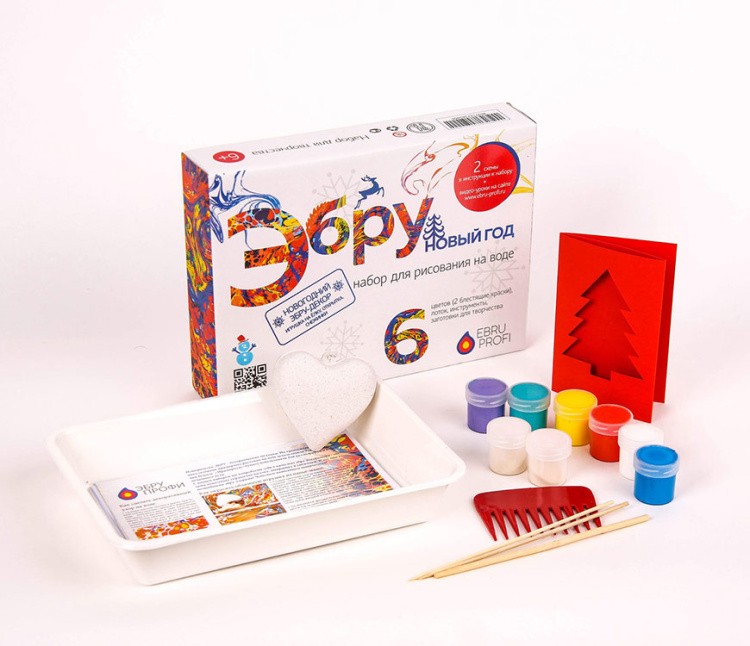 Набор для эбру «Новый год» 6 цветов, Эбру-Профи — картинка 4