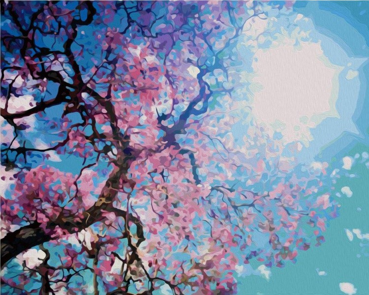 Картина по номерам «Сакура на фоне солнца»