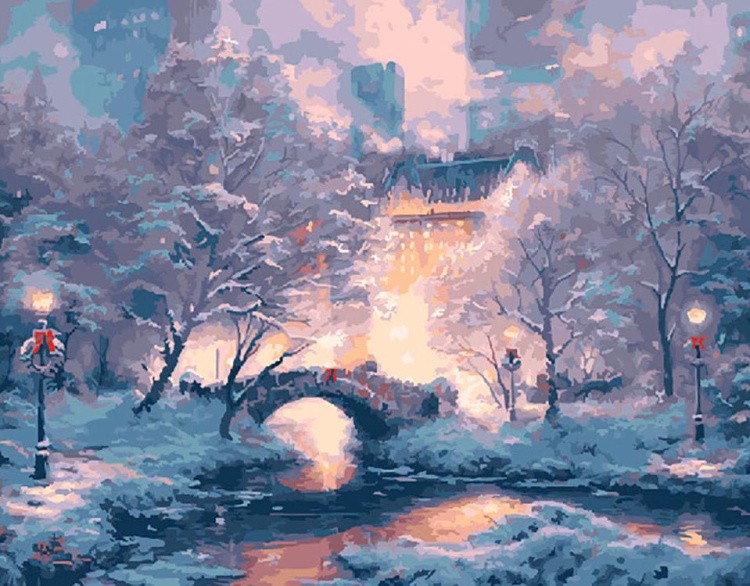 Картина по номерам «Зимний мостик»