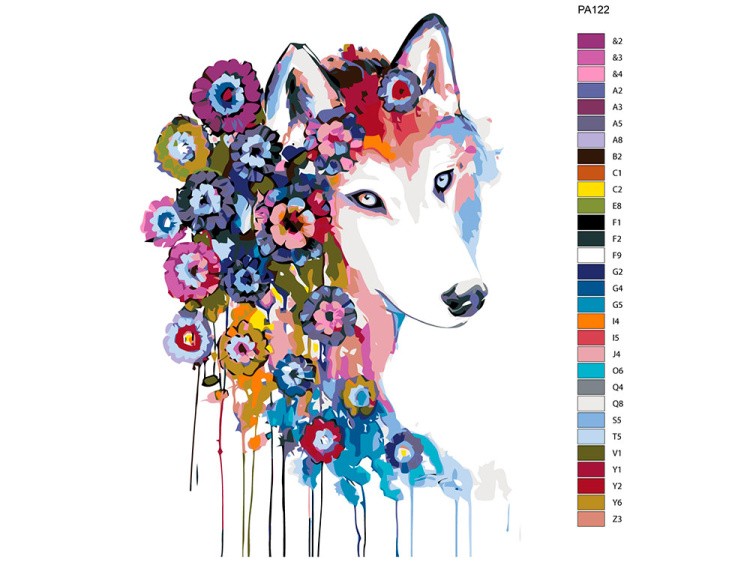 Картина по номерам «Цветочный пёс» — картинка 2