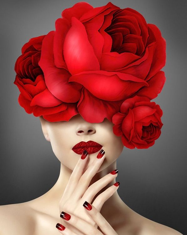 Алмазная вышивка «Красный цветок» — картинка 2