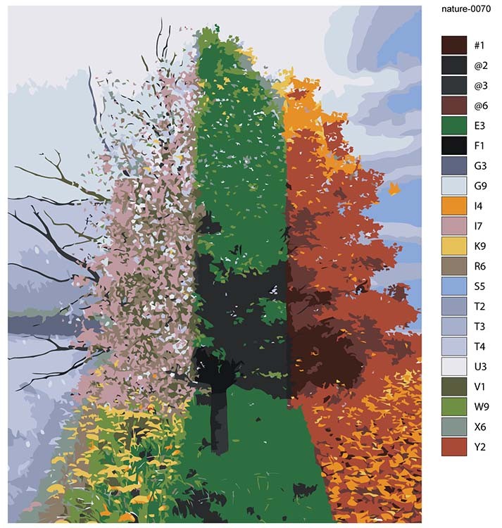 Картина по номерам «Природа: Дерево времена года - зима, весна, лето, осень 2» — картинка 2