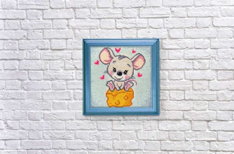 Алмазная вышивка «Мышонок на сыре» — картинка 3