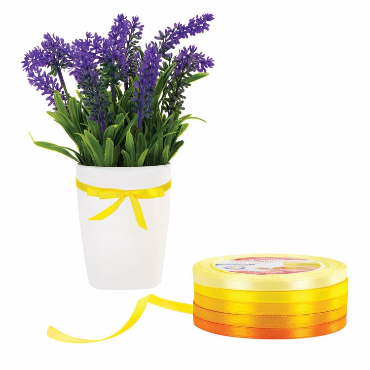 Лента атласная, ширина 6 мм, желтый спектр, набор 5 цветов по 23 м, Brauberg — картинка 5