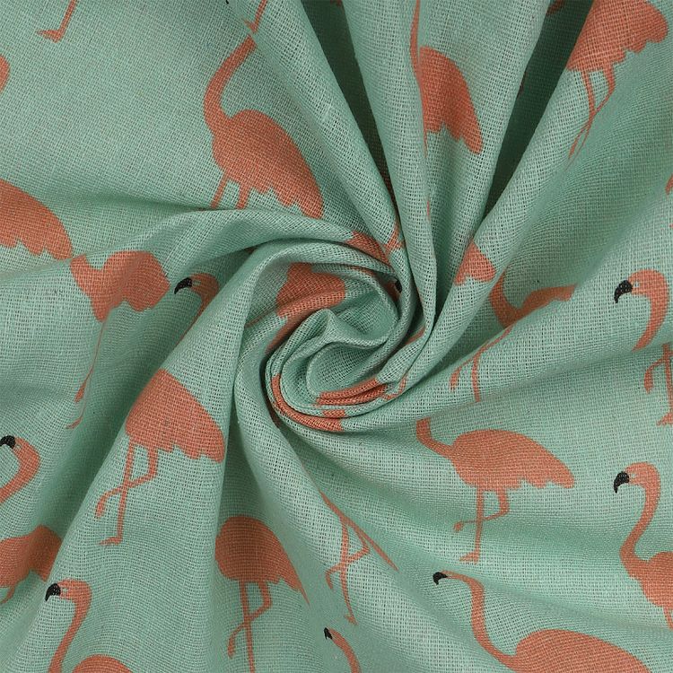 Ткань льняная, 1 м x 150 см, 140 г/м², цвет: зеленый, принт, TBY — картинка 2