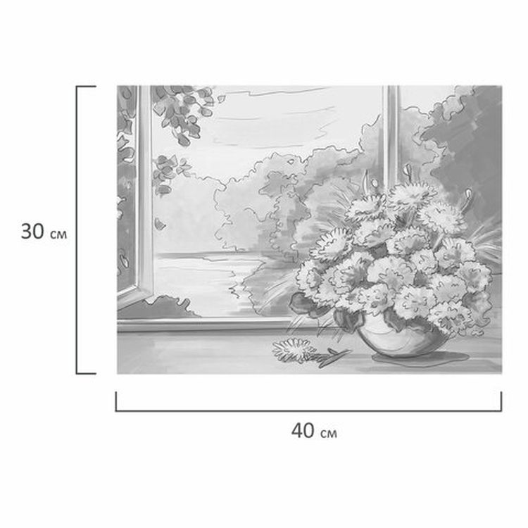 Холст на картоне с контуром BRAUBERG ART CLASSIC «Букет» 30х40 см, грунтованный, хлопок — картинка 3