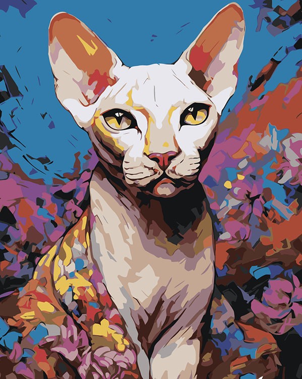 Картина по номерам «Белая кошка сфинкс»