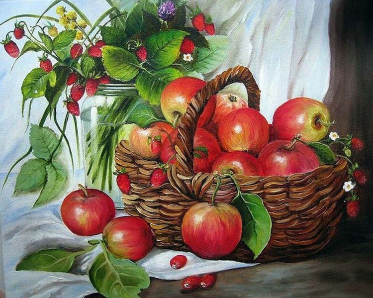 Алмазная вышивка «Натюрморт с яблоками» — картинка 2
