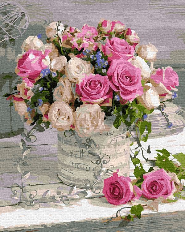 Картина по номерам «Букет из разных роз»