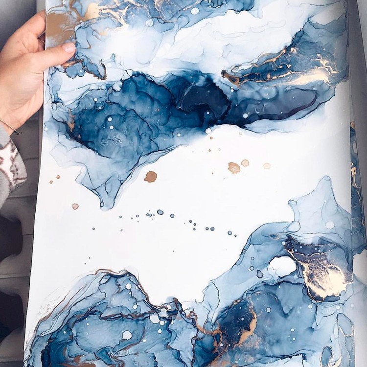 Алкогольные чернила черно-синие 15 мл, Kamenskaya Ink — картинка 6