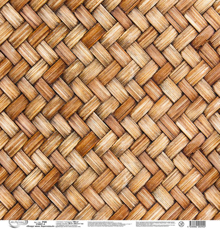 Бумага для скрапбукинга «Вокруг меня, Коричневый 4», 190 г/м2, 30,5x30,5 см, 10 шт., Mr.Painter — картинка 3