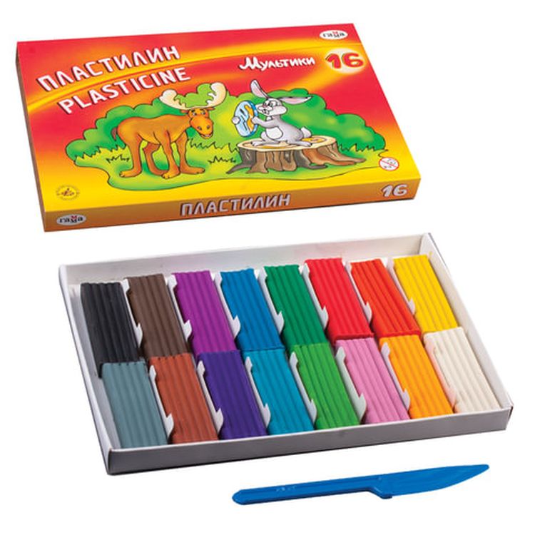 Пластилин классический Gamma «Мультики», 16 цветов, 320 г, со стеком — картинка 2