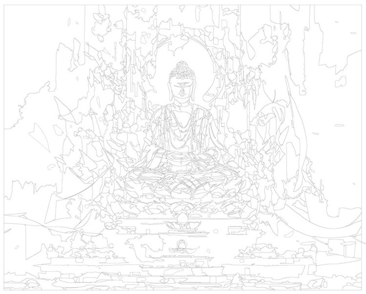 Картина по номерам «Буддизм: Статуя Будды на пьедестале» — картинка 3
