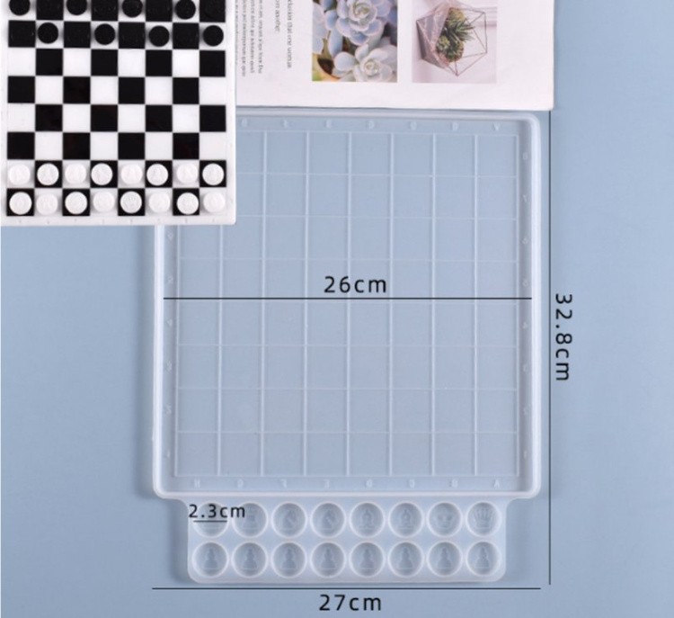 Силиконовые молды - Шахматная доска+шашки, 32,8x27см, 1 молд — картинка 2