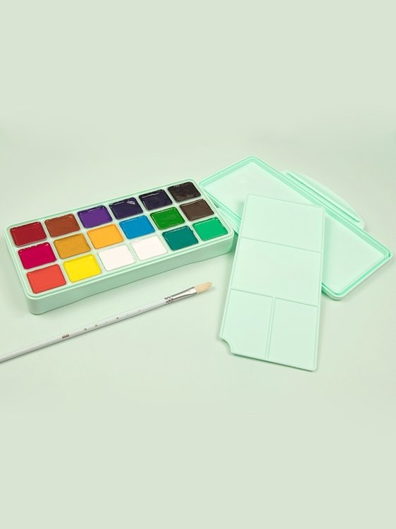 Набор гуашевых красок HIMI зеленый 18 цветов по 30 мл — картинка 4