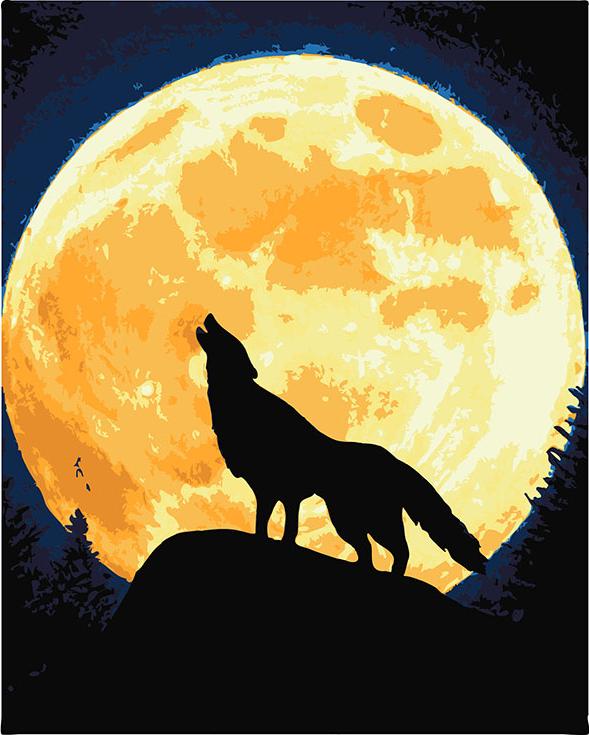 Картина по номерам «Волк и Луна»