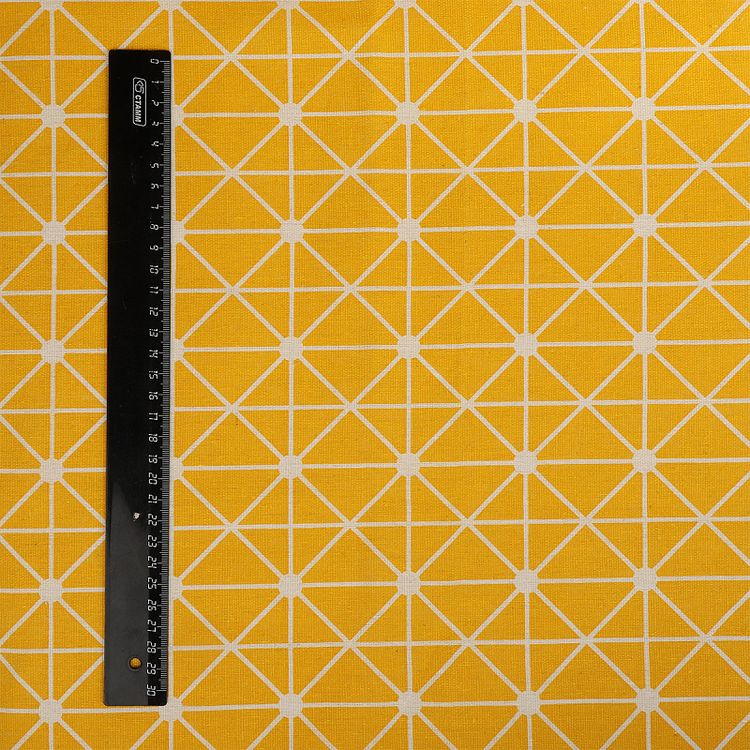 Ткань Лен, 140 г/м², 5 м x 150 см, цвет: желтый, геометрический принт, TBY — картинка 6