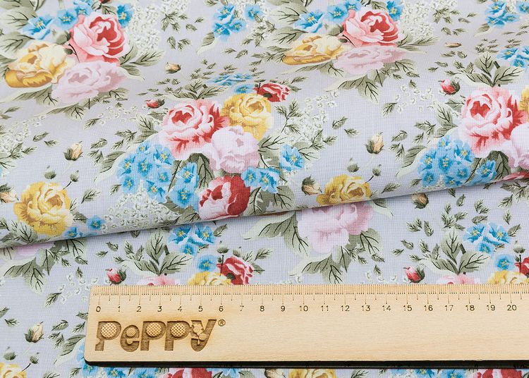 Ткань для пэчворка «ВЕРСАЛЬСКИЕ САДЫ», 50x55 см, 146 г/м2, 100% хлопок, цвет: ВС-15 белый, принт, Peppy — картинка 2