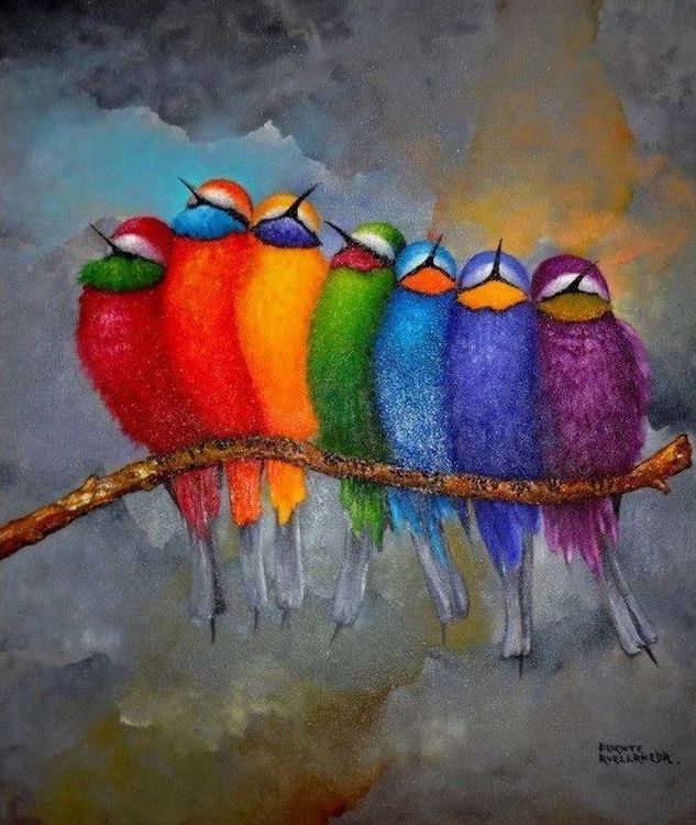 Картина по номерам «Радужные птички» — картинка 2