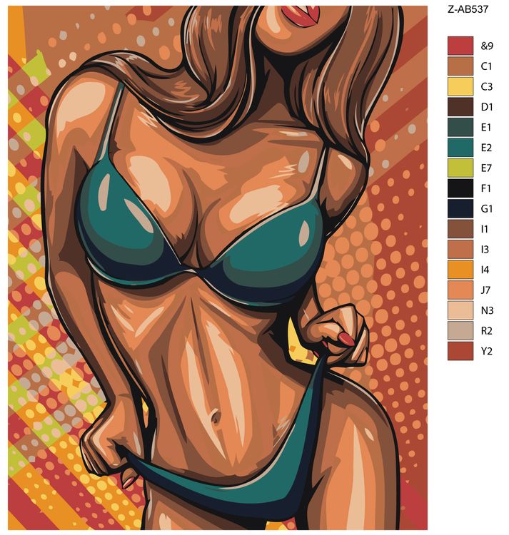 Картина по номерам «Девушка в купальнике» — картинка 2