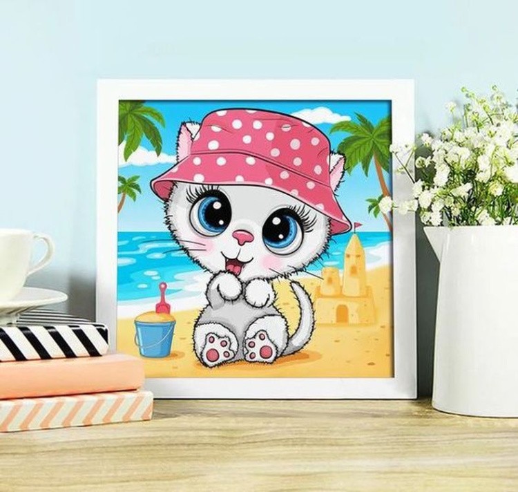Алмазная вышивка «Кошка на пляже» — картинка 2