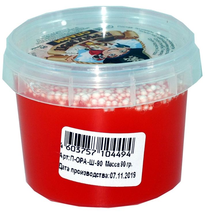 Слайм Прихлоп пират оранжевый с шариками, 90 гр — картинка 2