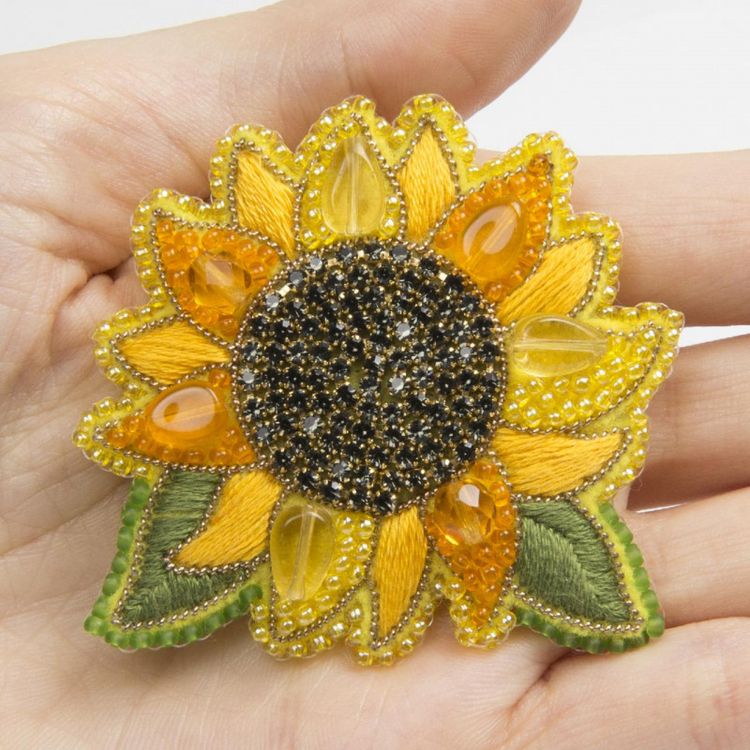 Набор вышивки бисером «Брошь. Подсолнух» — картинка 4