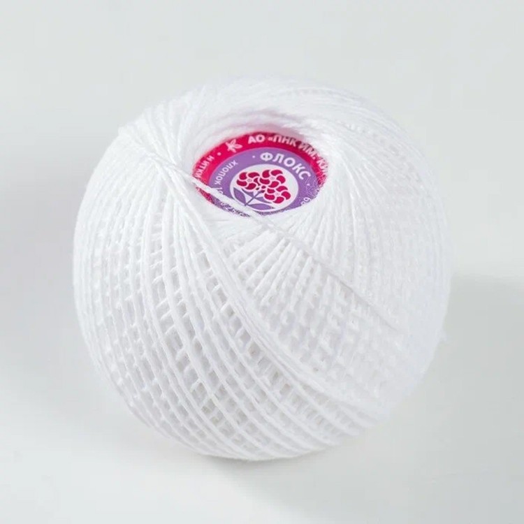 Пряжа ПНК им.Кирова Флокс (0101), белоснежный, 5 шт. по 25 г — картинка 2