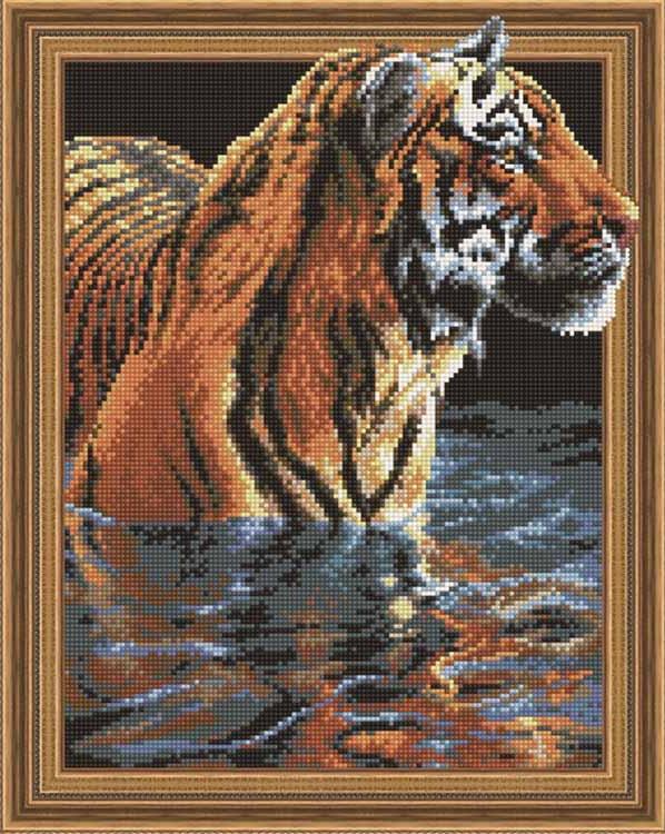 Алмазная вышивка 5D «Тигр в воде»