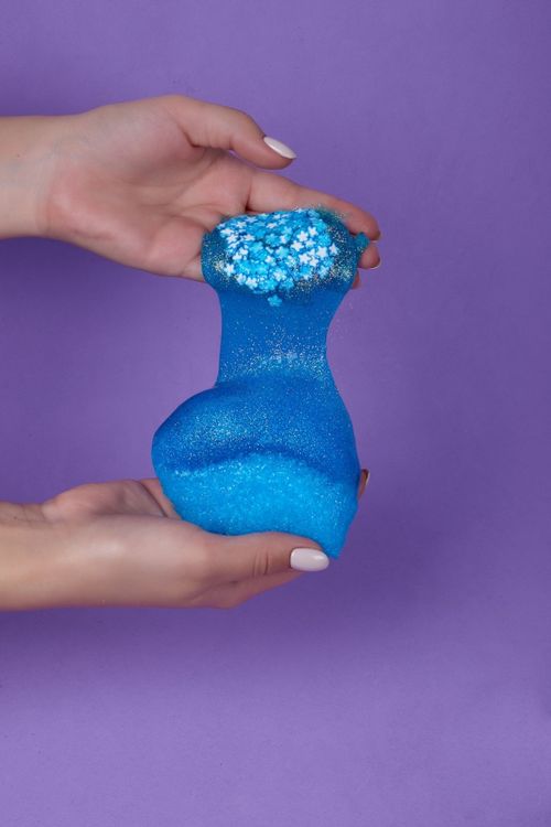 Слайм «Стекло» Физ голубой с блестками со снеговиком, 180 г — картинка 4