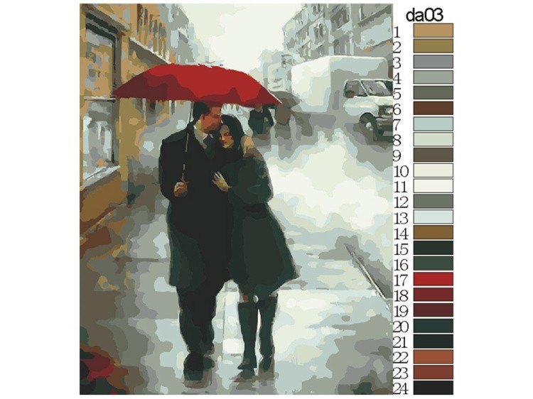 Картина по номерам «Красный зонт» — картинка 2