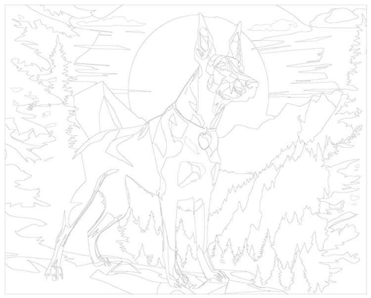 Картина по номерам «Собака доберман в горном лесу» — картинка 3