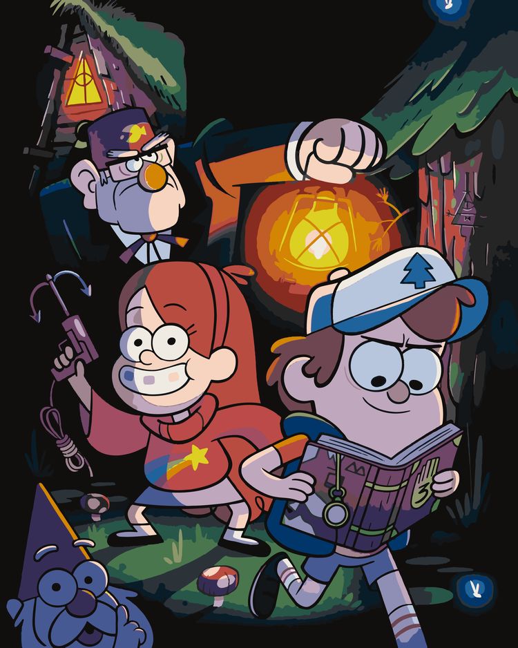 Картина по номерам «Gravity Falls Гравити Фолз: Мейбл, Диппер и Стэн»