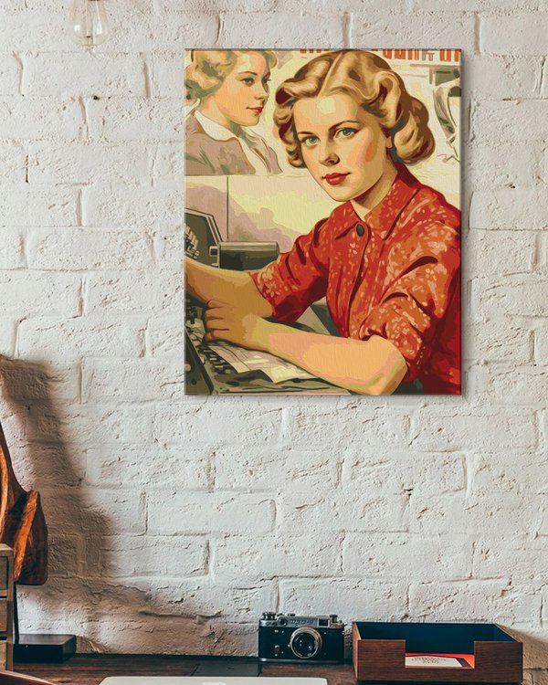 Картина по номерам «Девушка за работой, советский плакат» — картинка 3