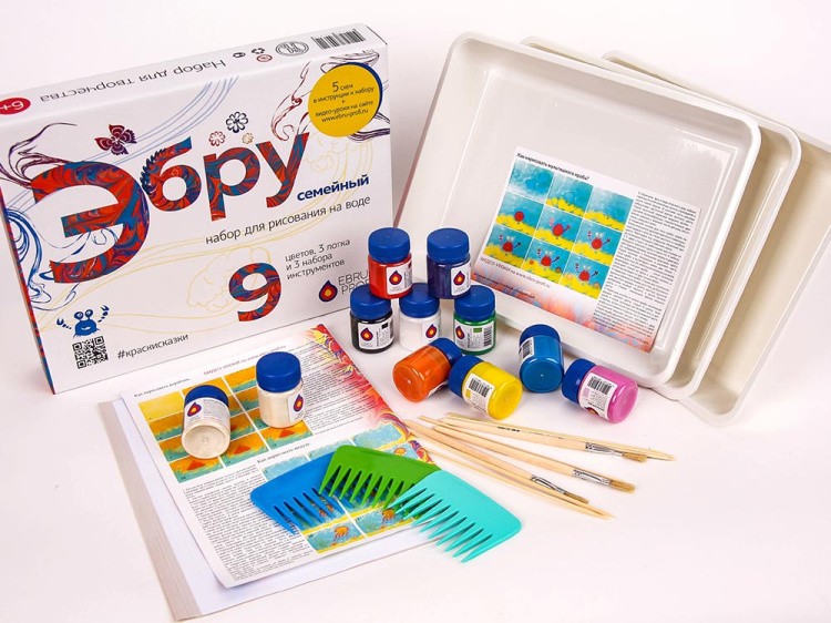 Набор для эбру «Семейный» 9 цветов, Эбру-Профи — картинка 3