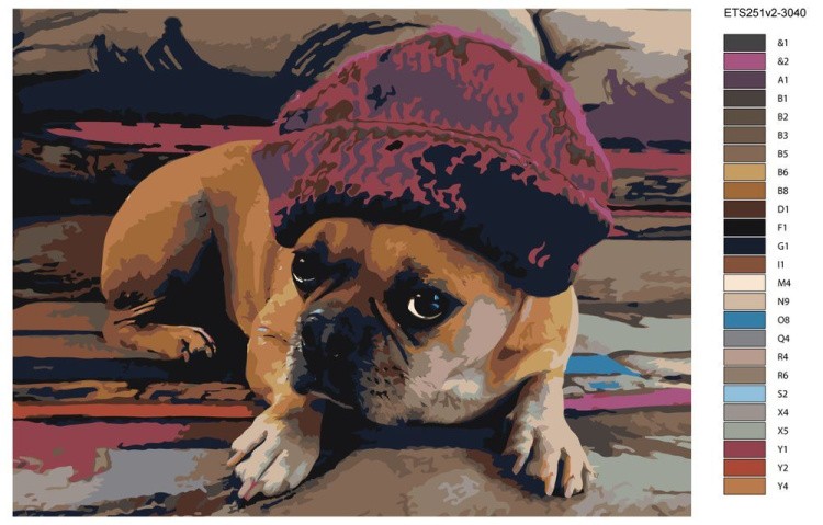 Картина по номерам «Собака в шапке» — картинка 2