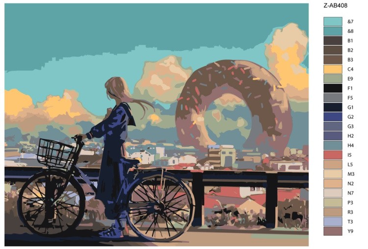 Картина по номерам «Арт-девушка на велосипеде» — картинка 2