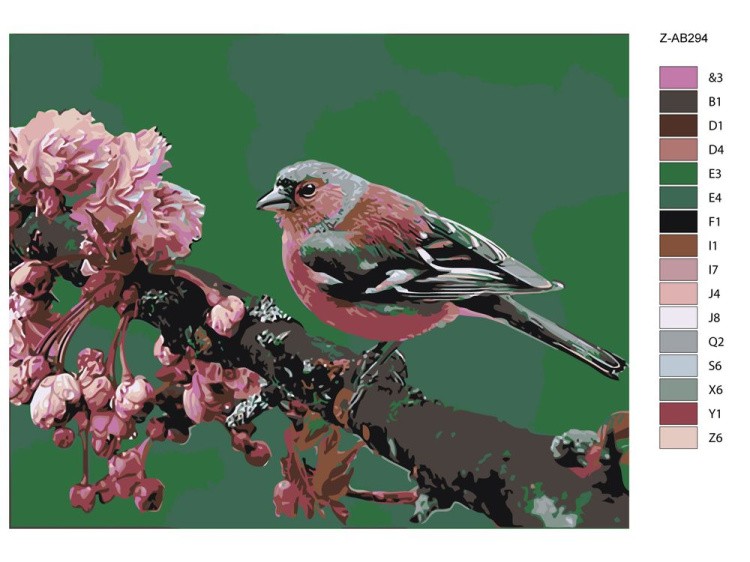 Картина по номерам «Птица на ветке» — картинка 2