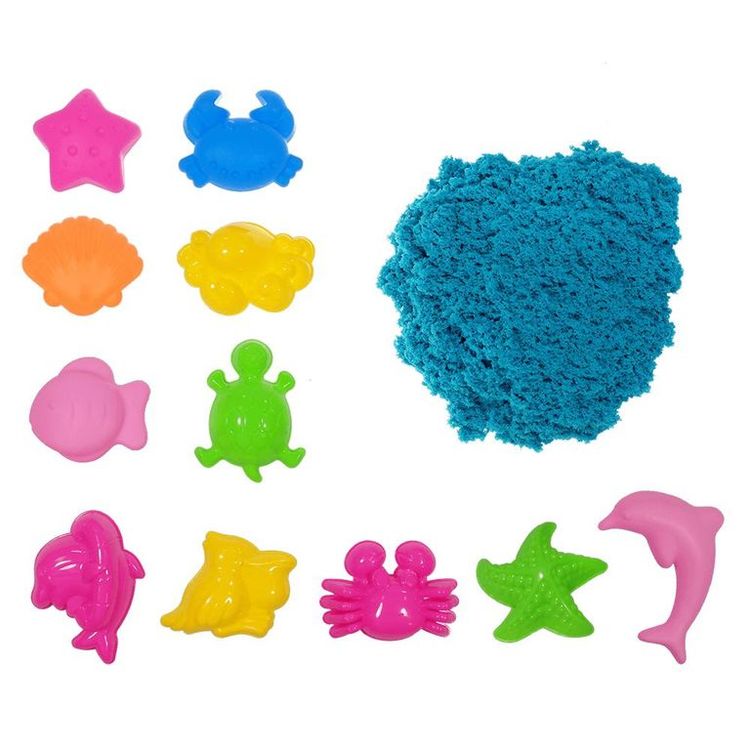 Космический пластичный песок набор «Морской мир» 3 кг светящийся в темноте зелёным цветом — картинка 3