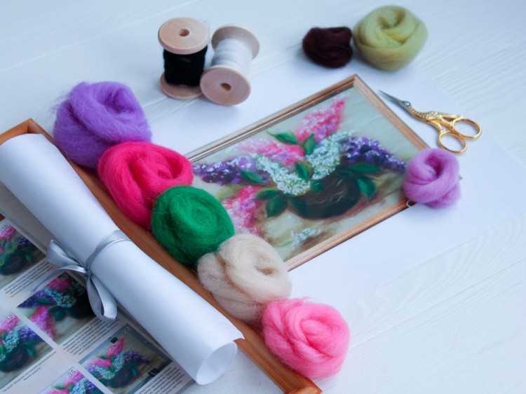 Картина шерстью «Букет сирени» — картинка 2