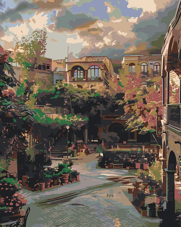 Картина по номерам «Армения: зеленый дворик в Ереване 40x50»