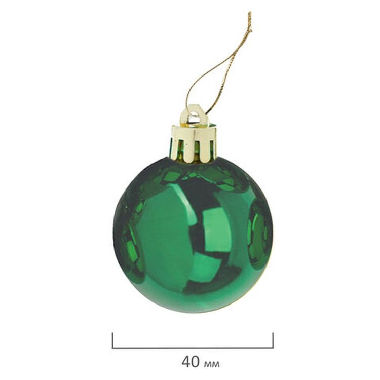 Шары елочные, набор 12 шт., пластик, 4 см, зеленые, глянец, подвес — картинка 3