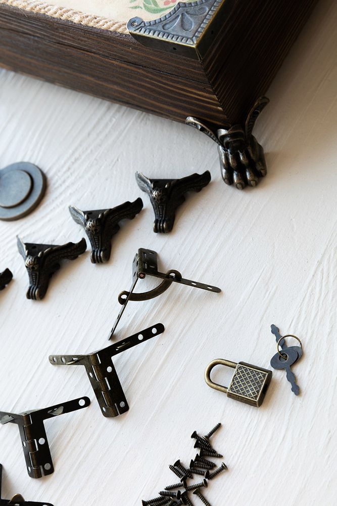 Фурнитура для шкатулок «Накладка», 4x4 см, 5 упаковок по 4 шт., цвет: бронза, Mr. Carving — картинка 3