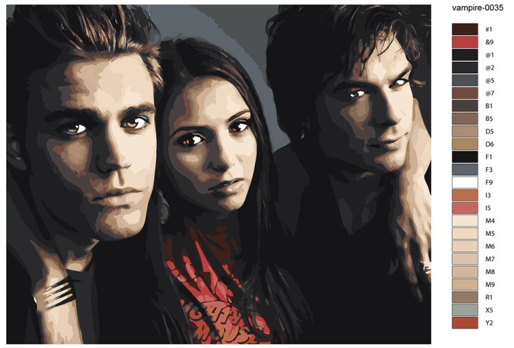 Картина по номерам «Дневники вампира: Деймон, Елена и Стефан» — картинка 2