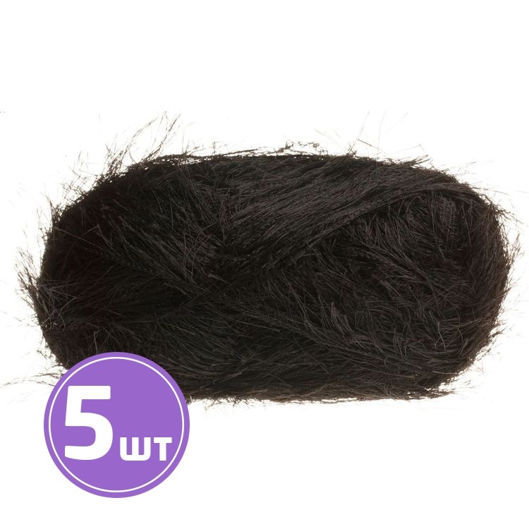 Пряжа Семеновская Long grass (1), черный-серый 5 шт. по 100 г
