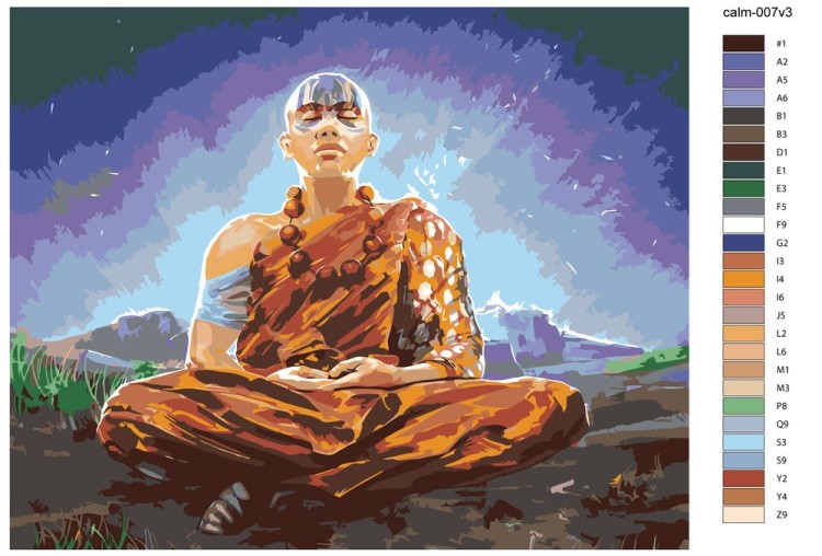 Картина по номерам «Медитация - Буддийский монах» — картинка 2